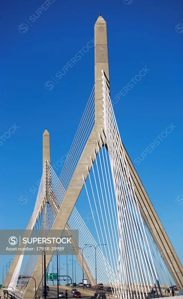 USA, Massachusetts, Boston, Leonard P. Zakim Bunker Hill Memorial Bridge