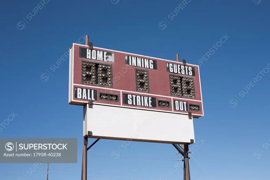 USA, Arizona, Winslow, Baseball scoreboard