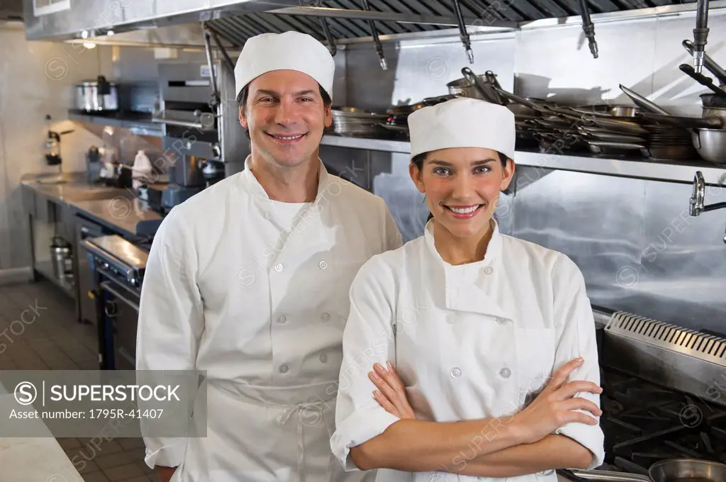 Chef and cook in commercial kitchen