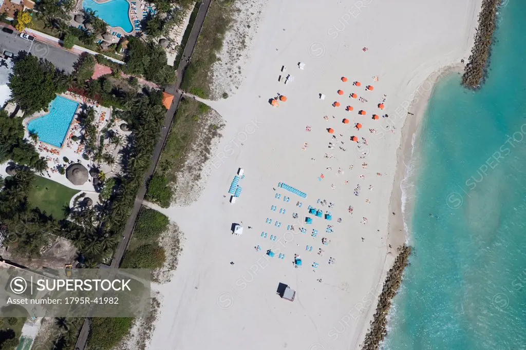 USA, Florida, Miami, Aerial view of sandy beach