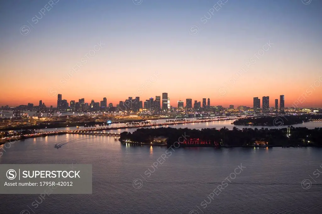 USA, Florida, Miami, Cityscape with coastline