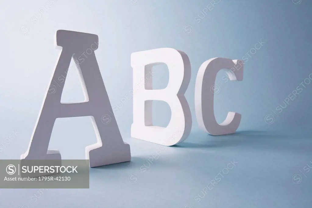 Studio shot of A, B, C letters