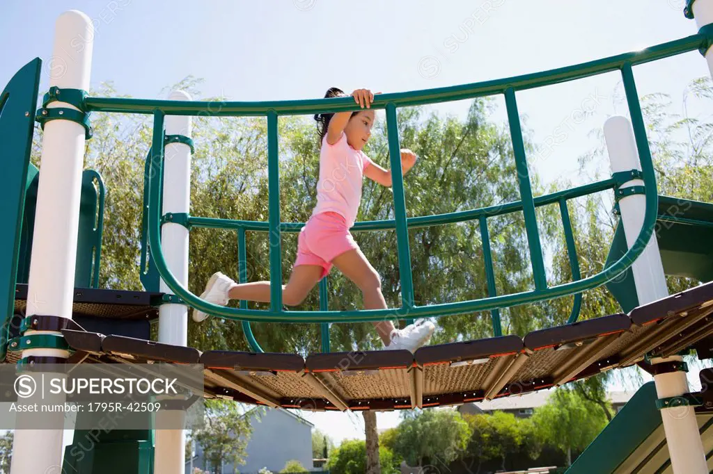 USA, California, Girl 4_5 playing in playground
