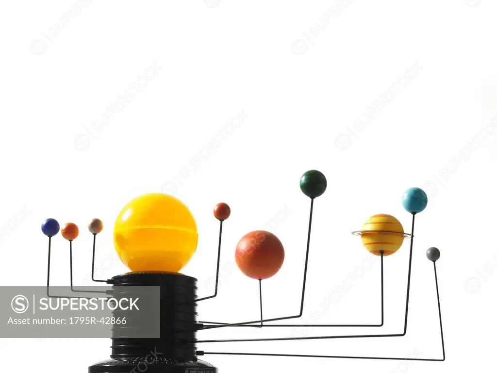 Solar system model on white background
