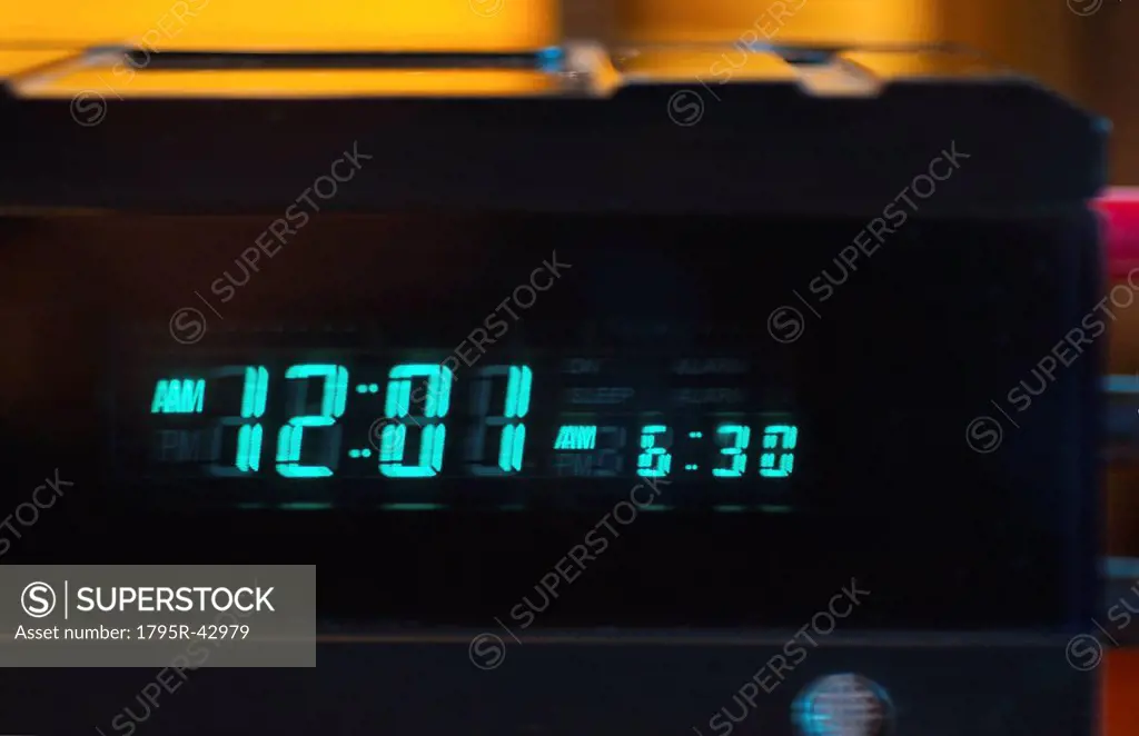 Close_up of digital alarm clock