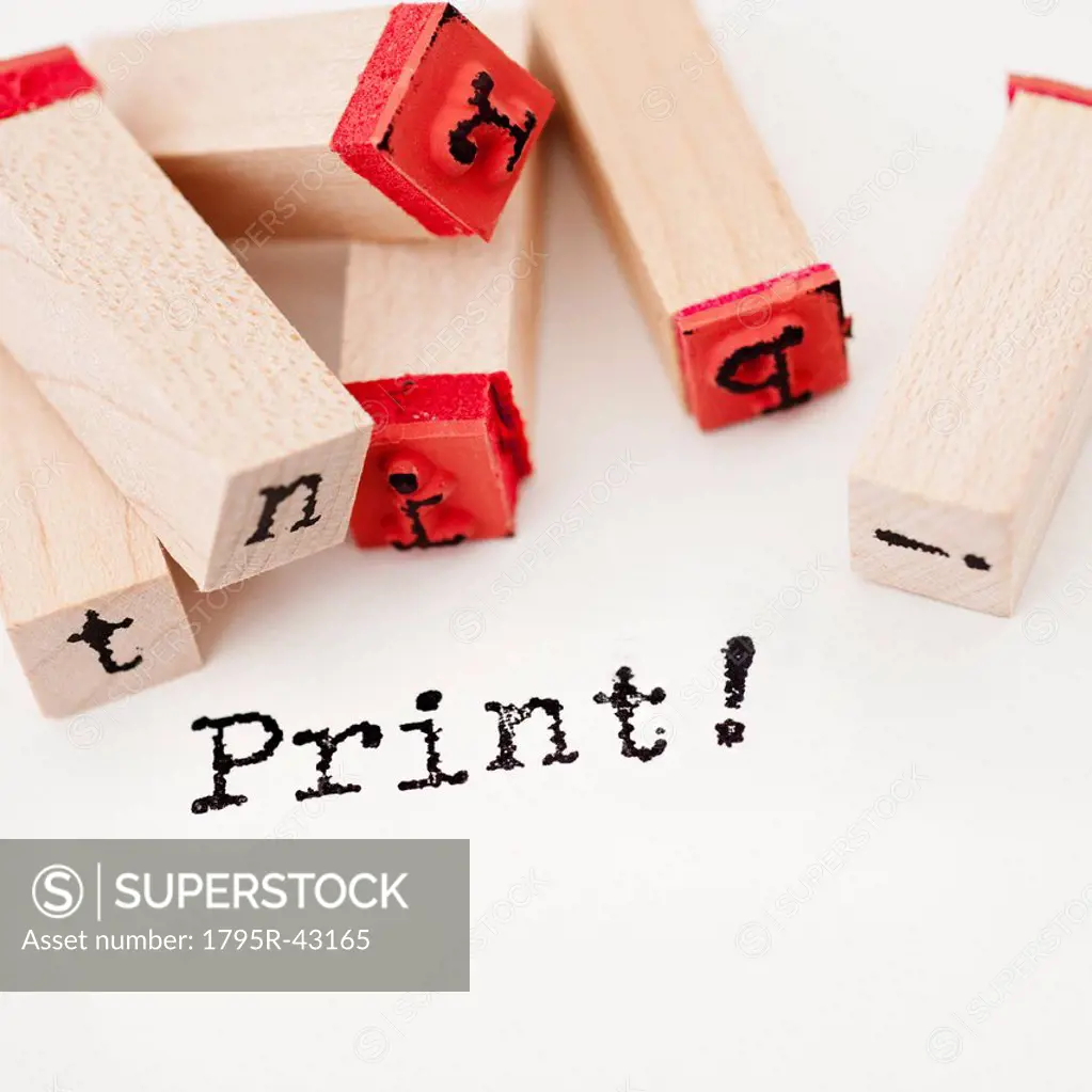 Close up of print and letterpress blocks