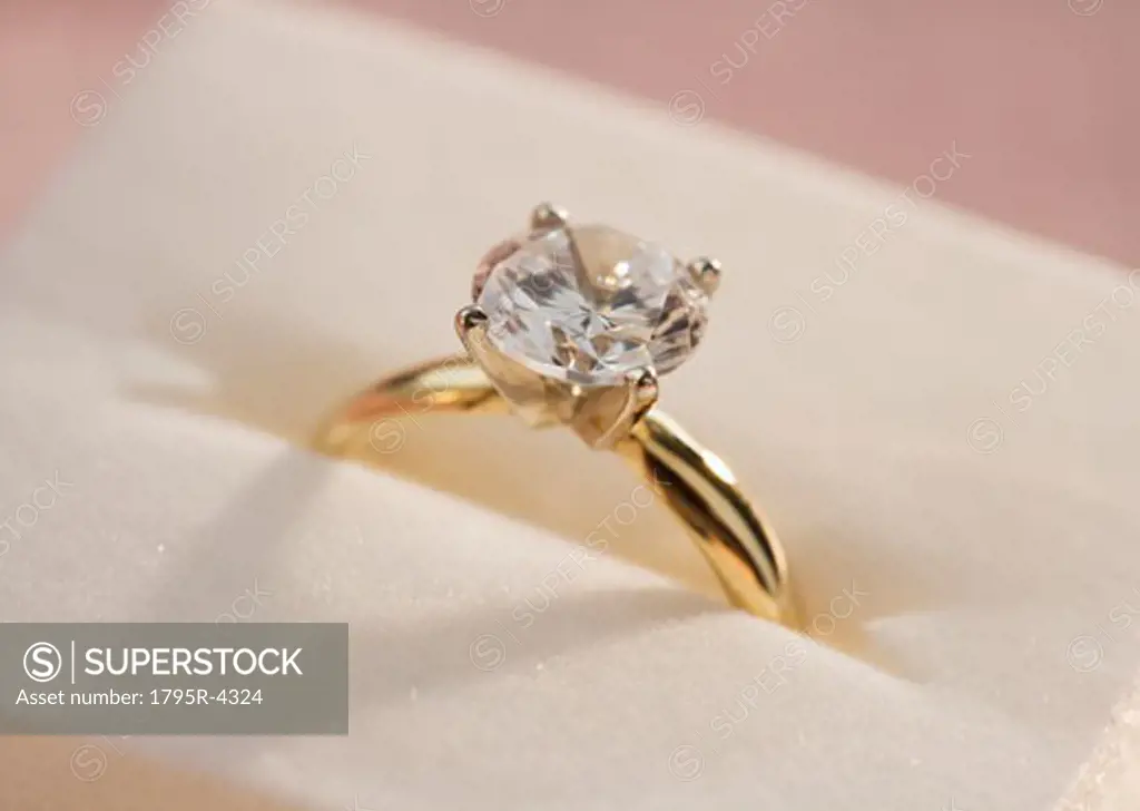 Closeup of a diamond engagement ring