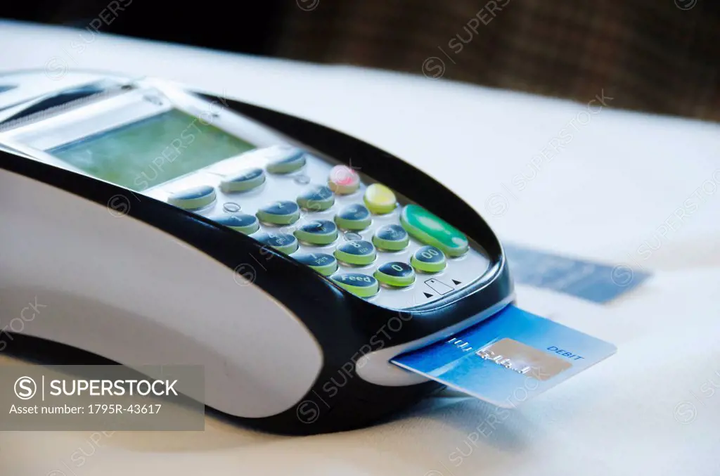 Close up of credit cards reader