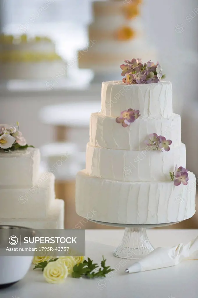 Wedding cake on cake stand
