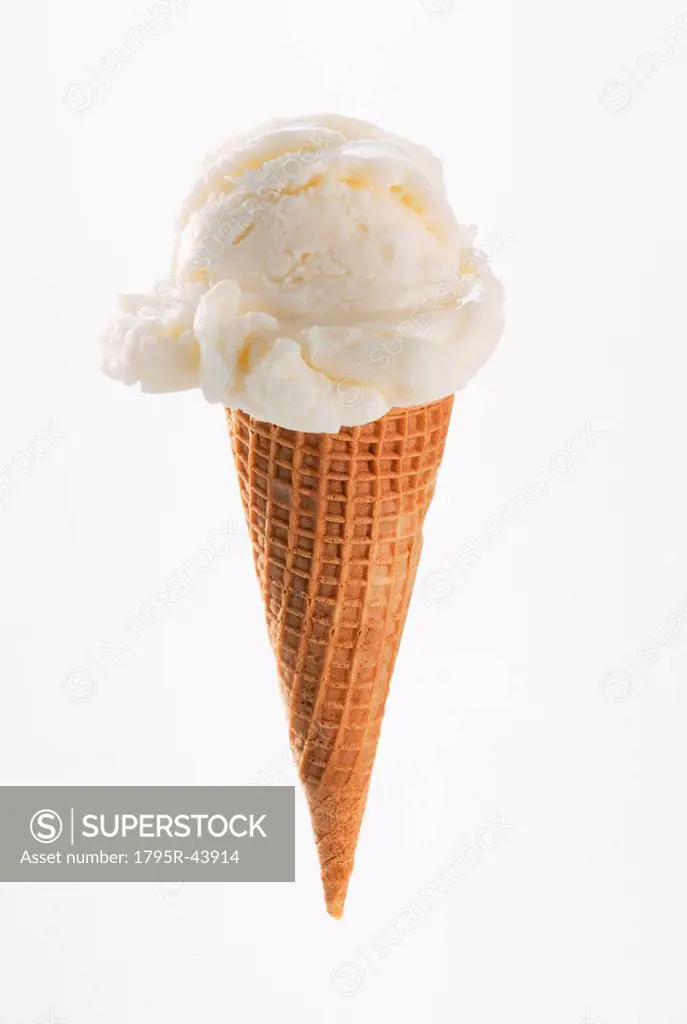 Close up of vanilla ice cream cone