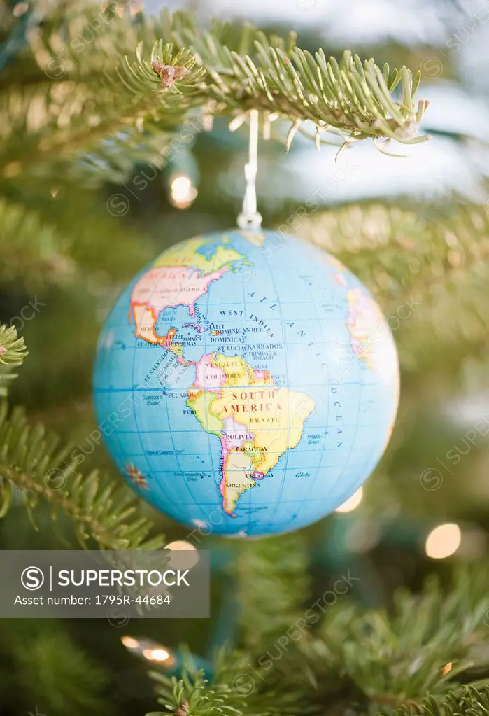 Globe bauble on Christmas tree