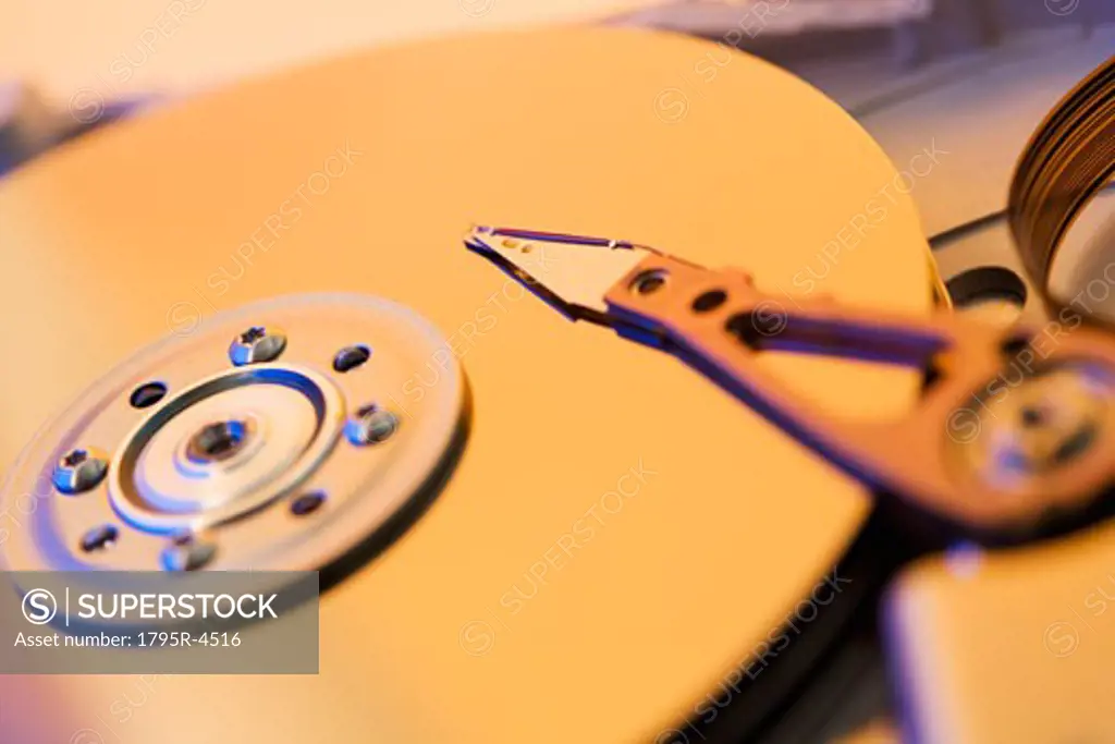 Close-up of computer hard drive