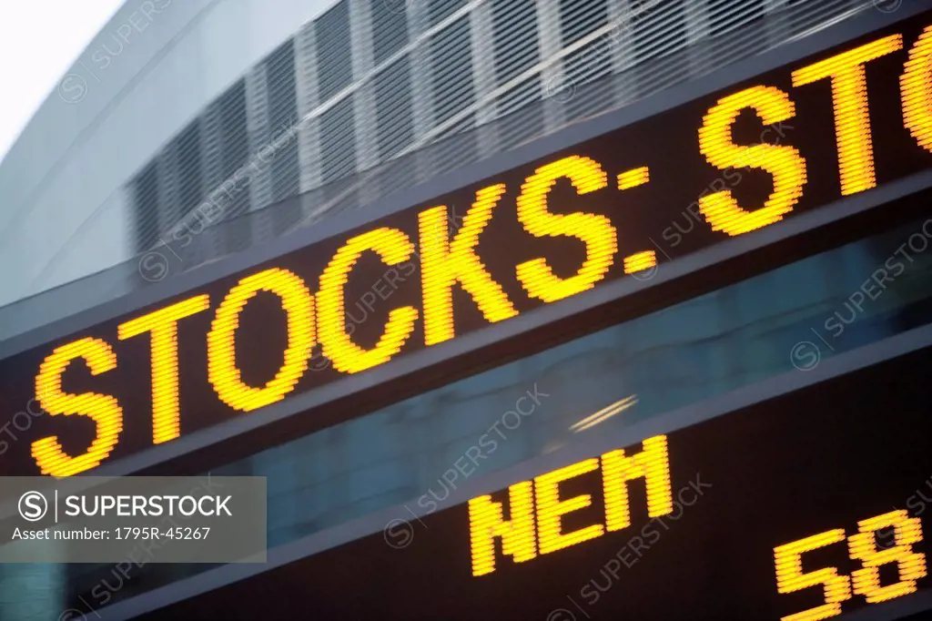 USA, New York State, New York City, Times Square, Stock Quotron, close_up