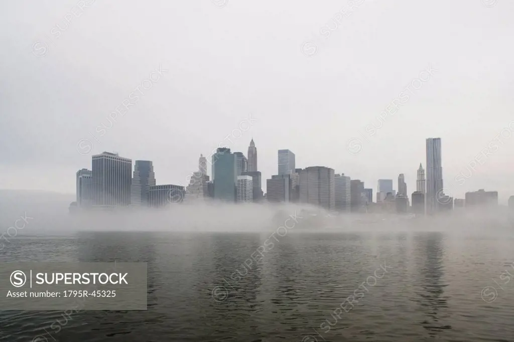 USA, New York State, New York City, Skyline in fog