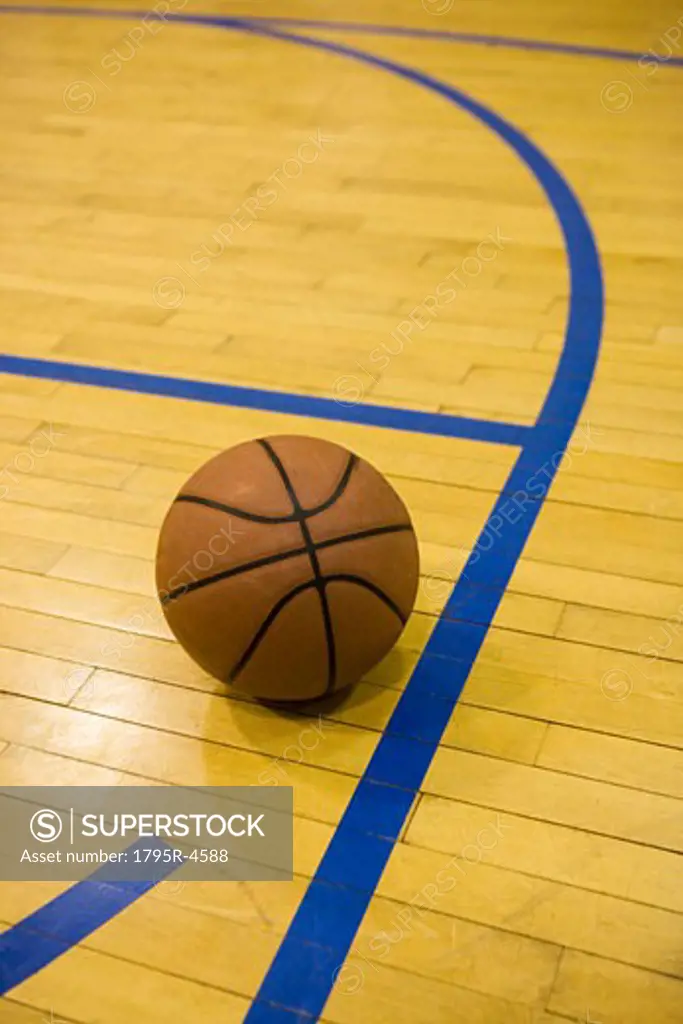 Close-up of basketball on basketball court