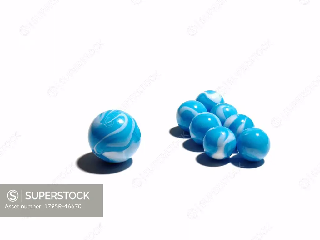 Blue glass balls in two different sizes