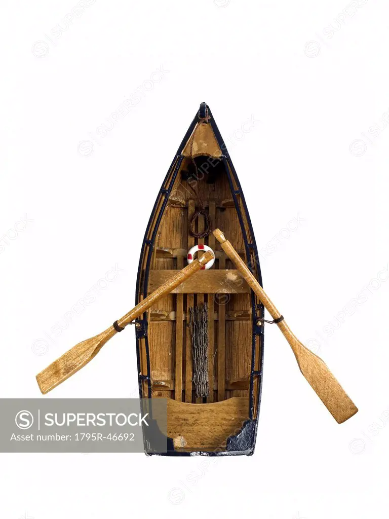 Studio shot of wooden boat