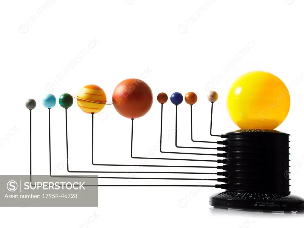 Solar system model on white background