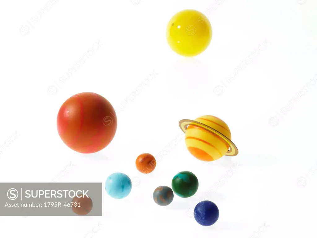 Solar system planets on white background
