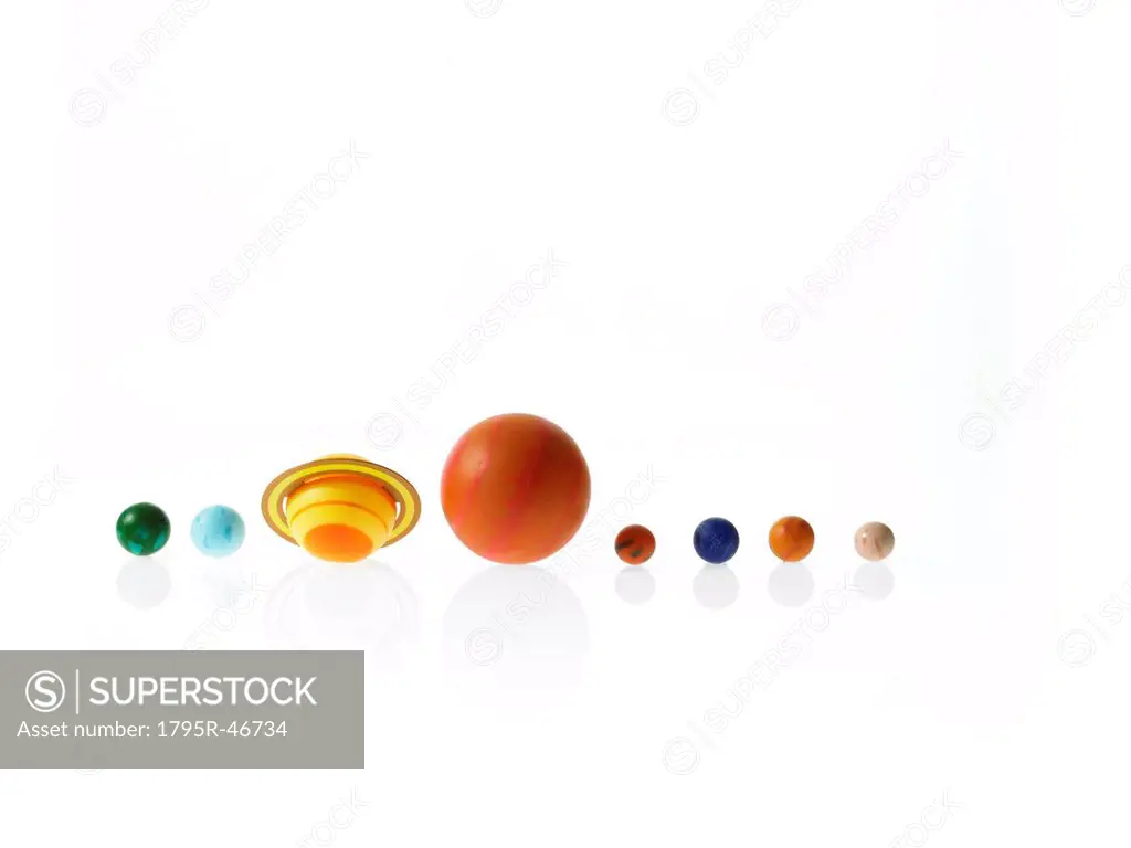 Solar system planets on white background