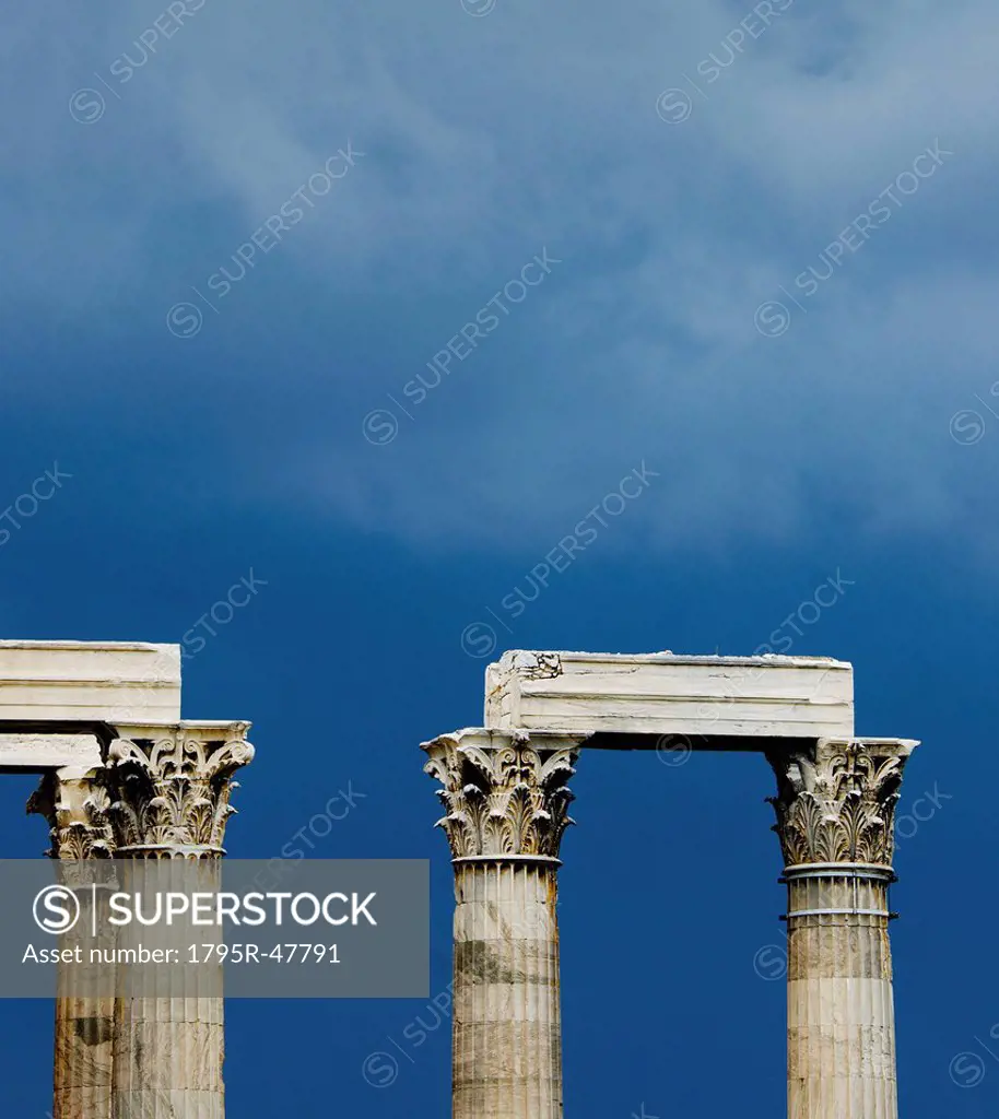 Greece, Athens, Corinthian columns at Temple of Olympian Zeus