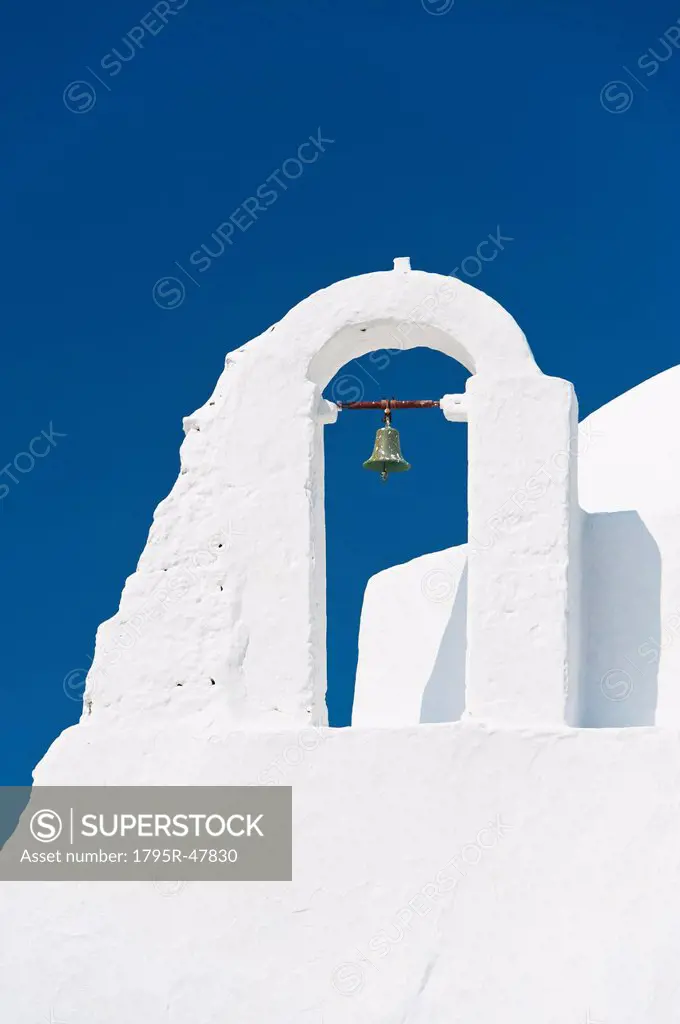 Greece, Cyclades Islands, Mykonos, Paraportiani church bell tower