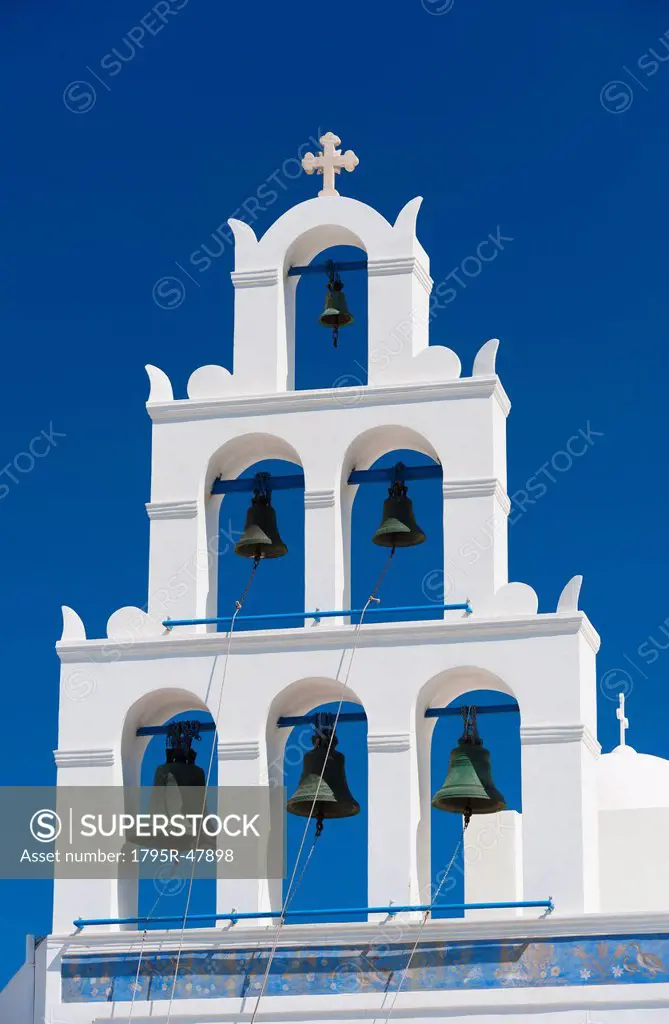 Greece, Cyclades Islands, Santorini, Oia, Church bell tower