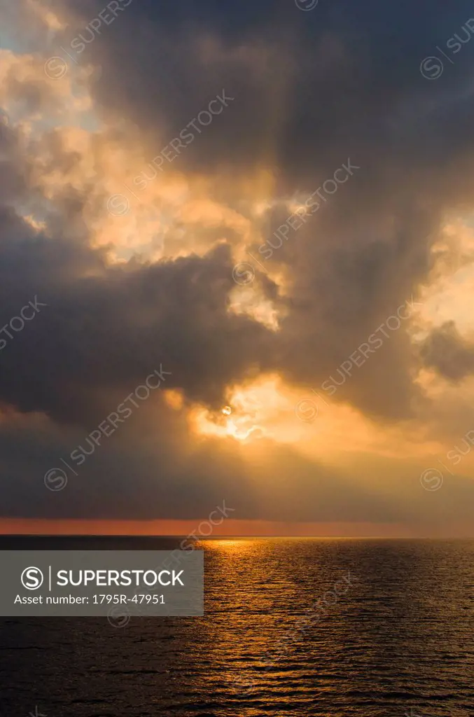 Aegean Sea horizon at sunset