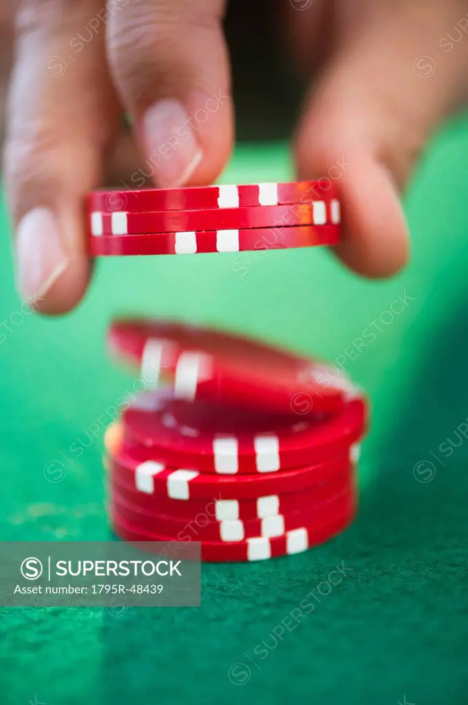 Hand handling gambling chips