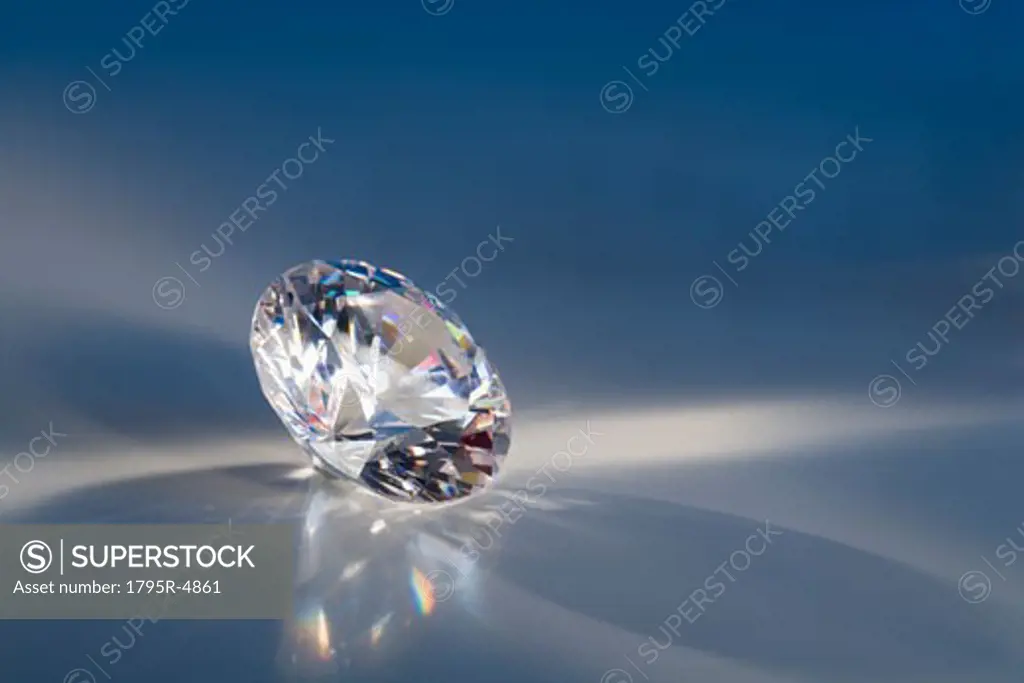Closeup of a sparkly clear faceted gem