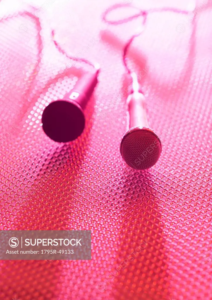 Close up of microphones lying on stage