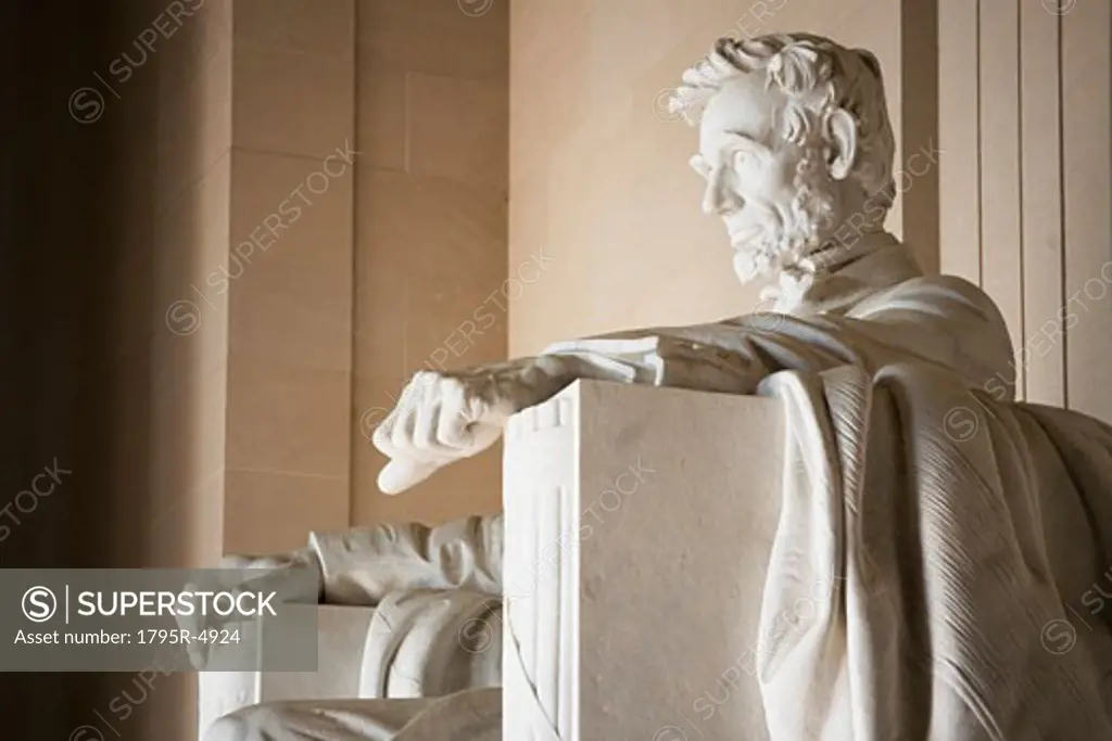 Detail of statue in Lincoln Memorial Washington DC USA