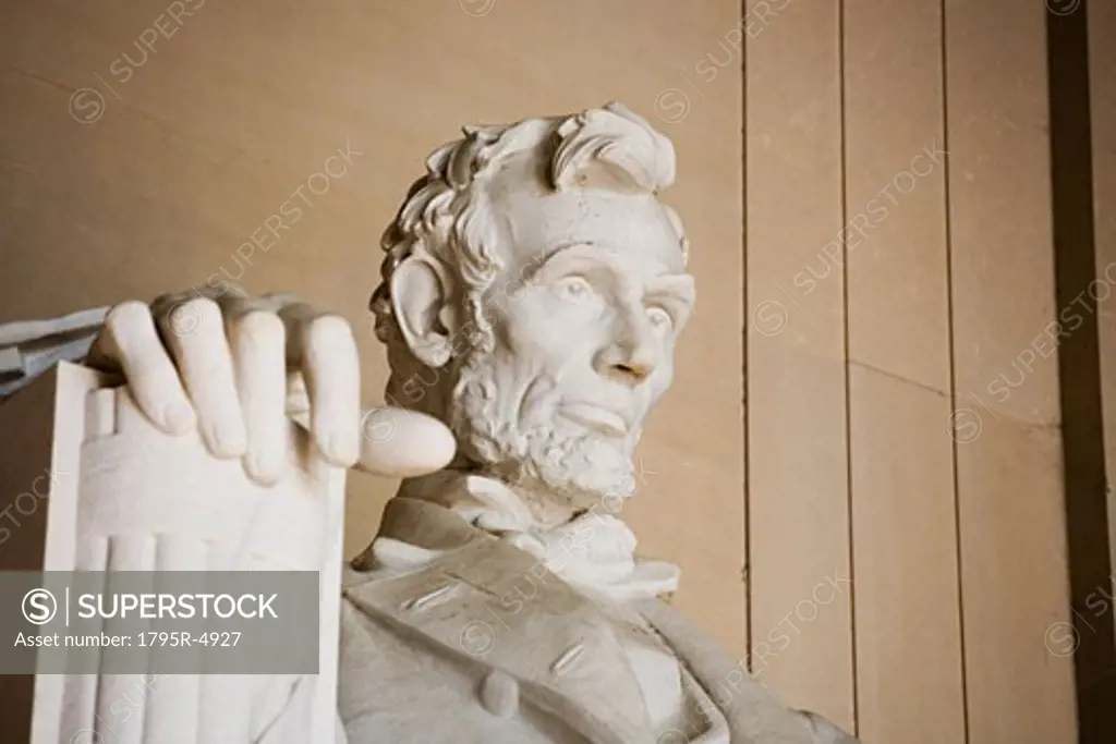 Close-up detail of face at Lincoln Memorial Washington DC USA