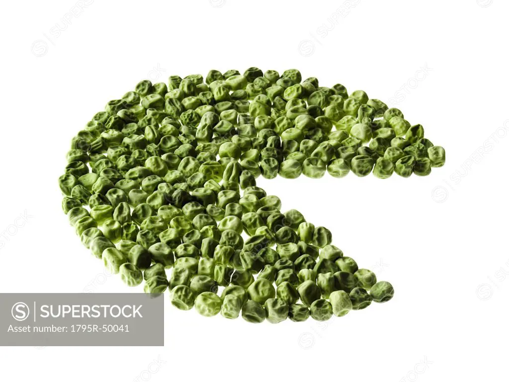 Studio shot of Pie Chart of Pea Seeds on white background