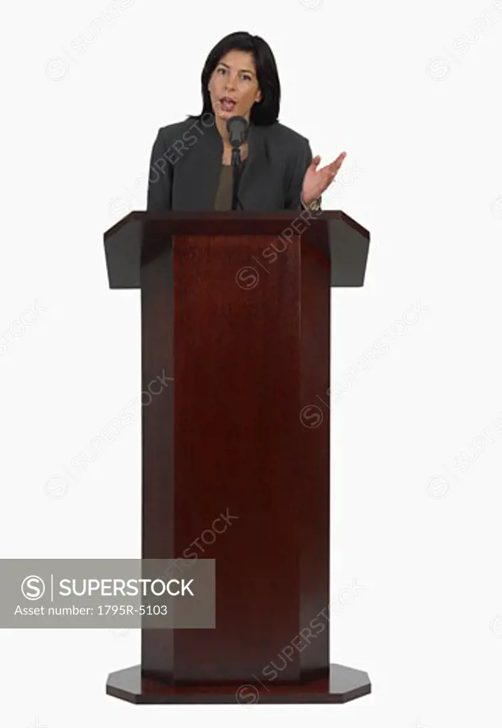 Businesswoman speaking at podium