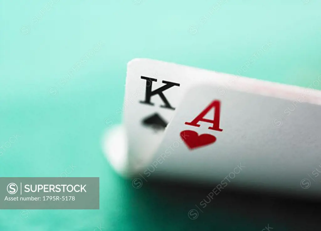 Close-up of winning blackjack hand