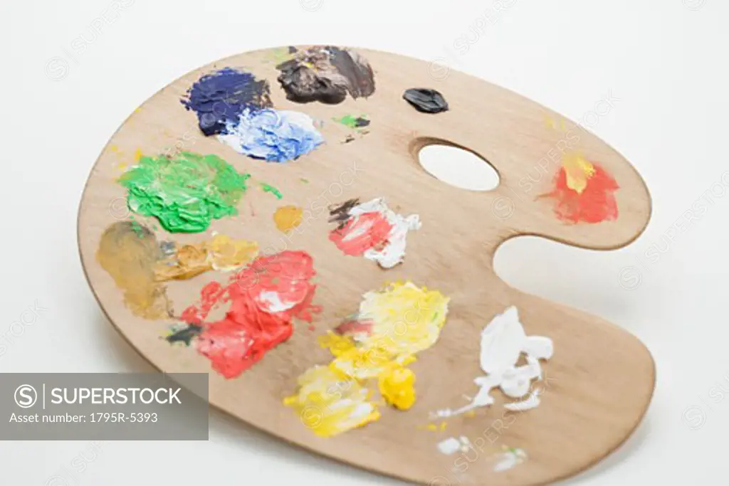 Studio shot of artist's palette with paint