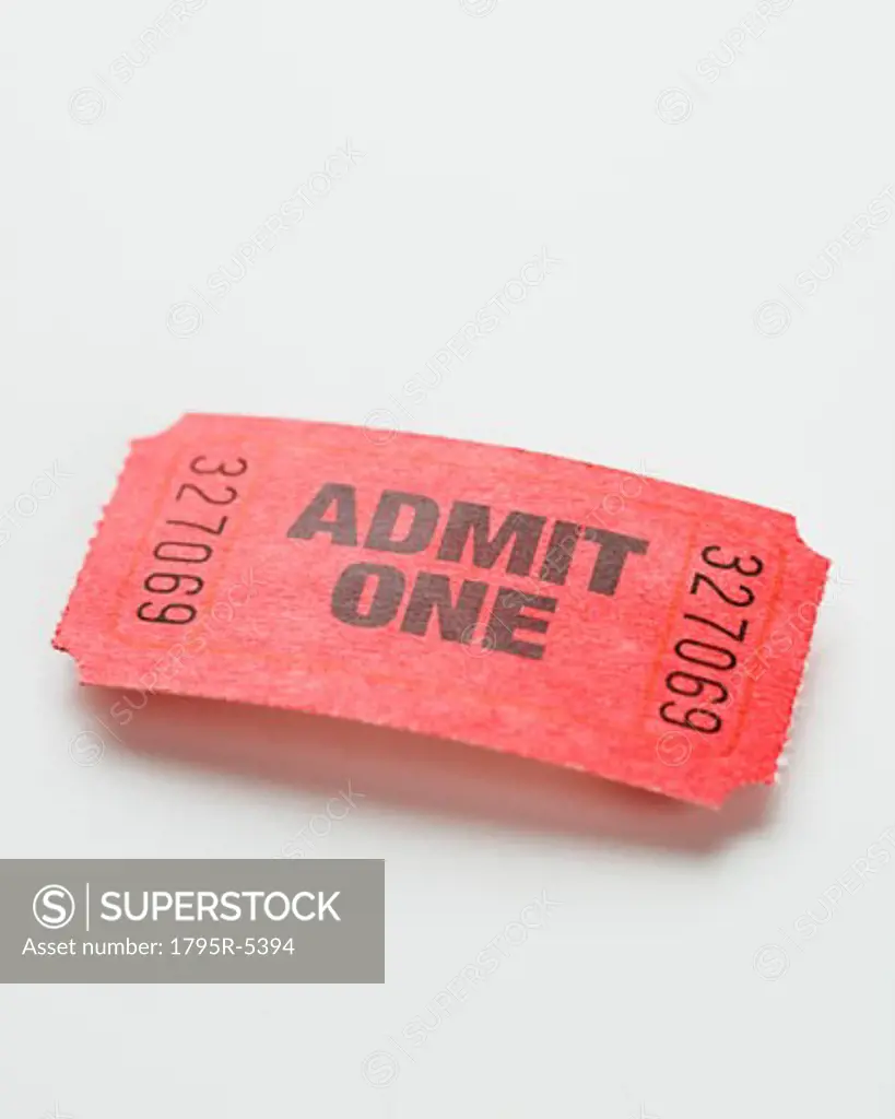 Close-up of Admit One ticket