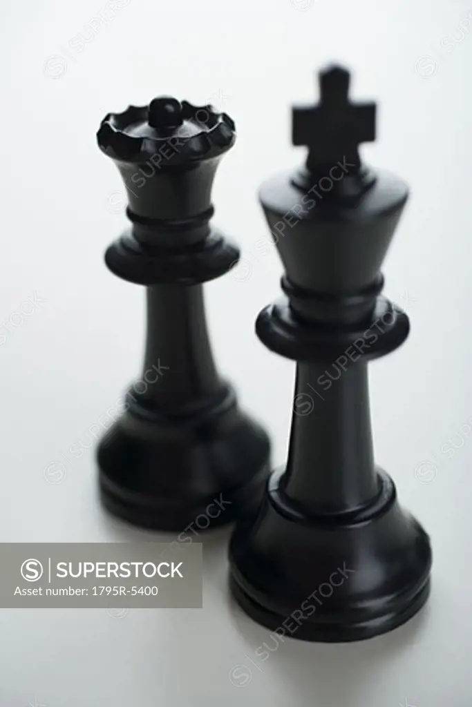 Close-up of black chess pieces