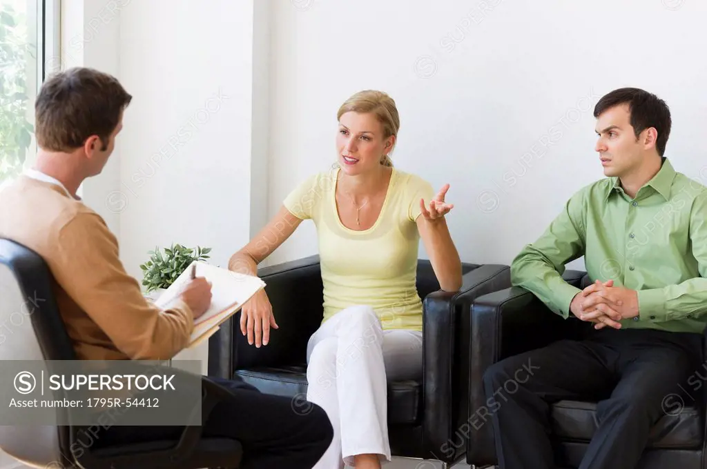 Couple discussing issues during therapy