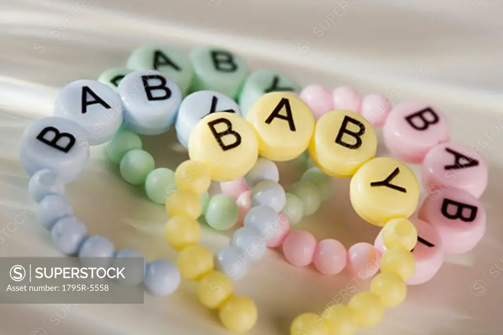 Close-up of baby bracelets