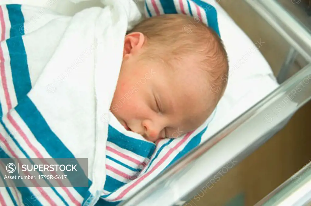 Close-up of newborn baby sleeping