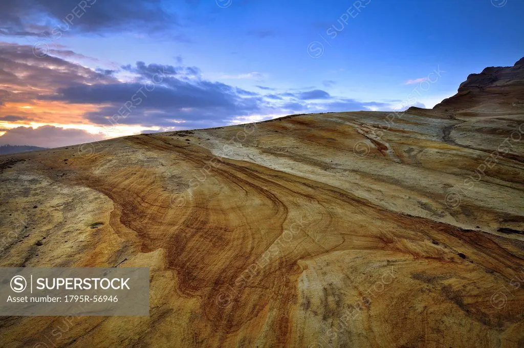 USA, Oregon, Pacific City, Sandstone rock formations
