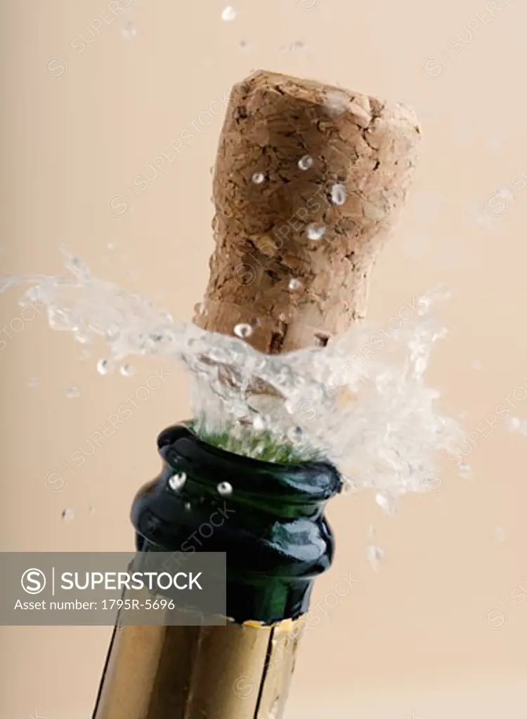 Close-up of champagne cork popping