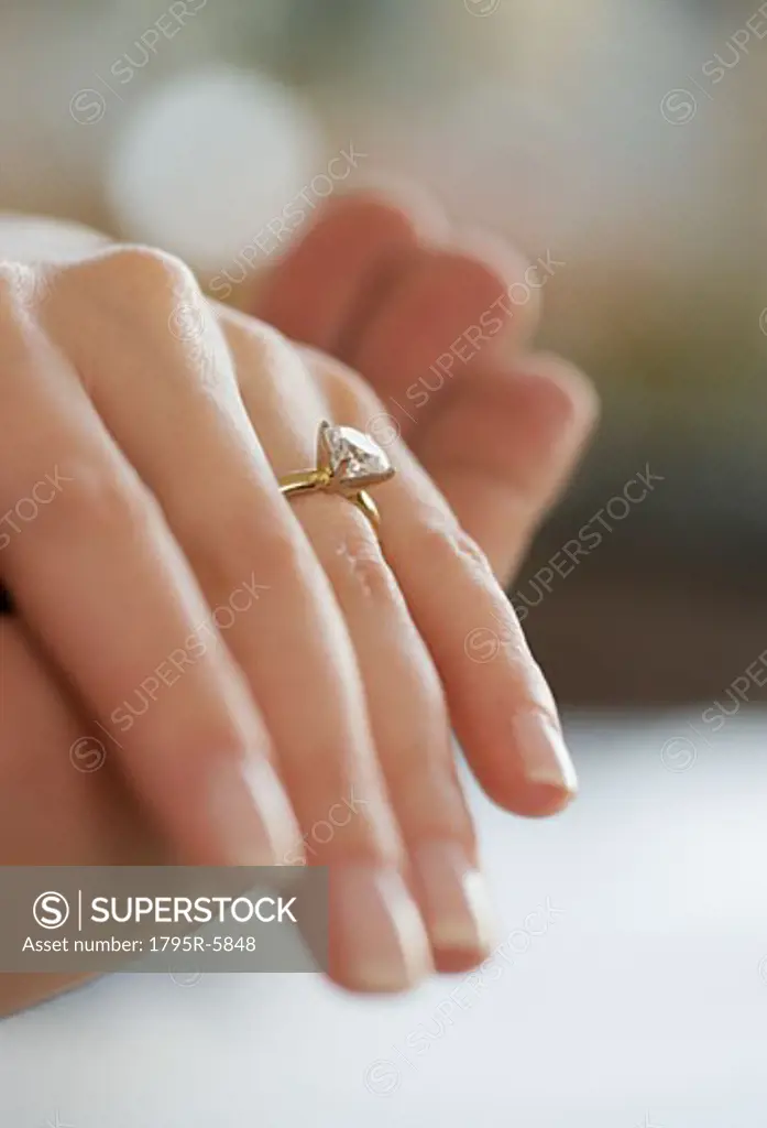 Close-up of diamond engagement ring