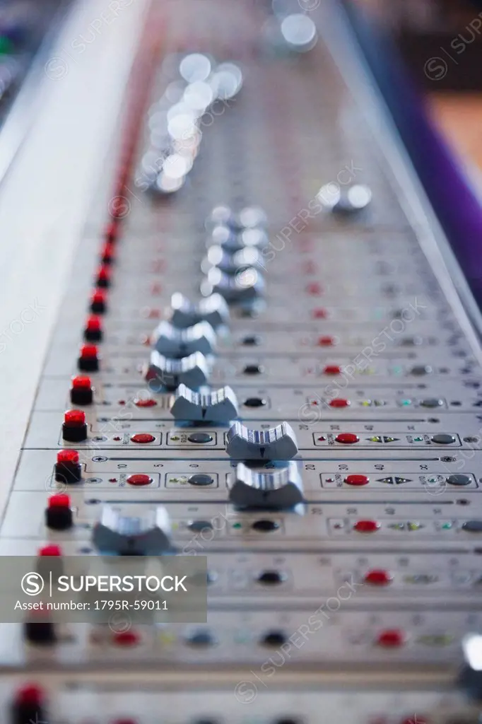 Control panel in recording studio