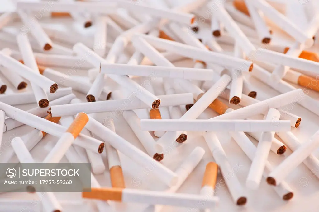 Close up of heap of cigarettes