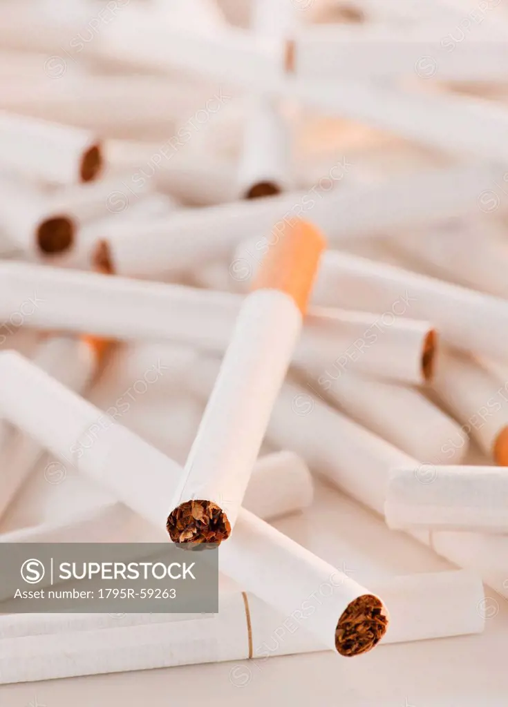 Close up of heap of cigarettes