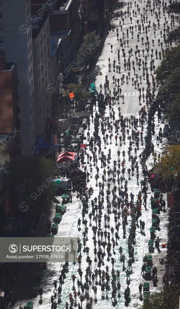 USA, New York City, New York City Marathon as seen from above