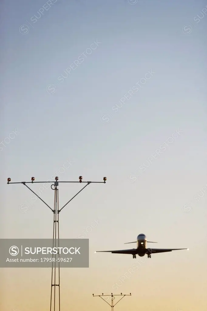 Commercial aeroplane taking off from runway